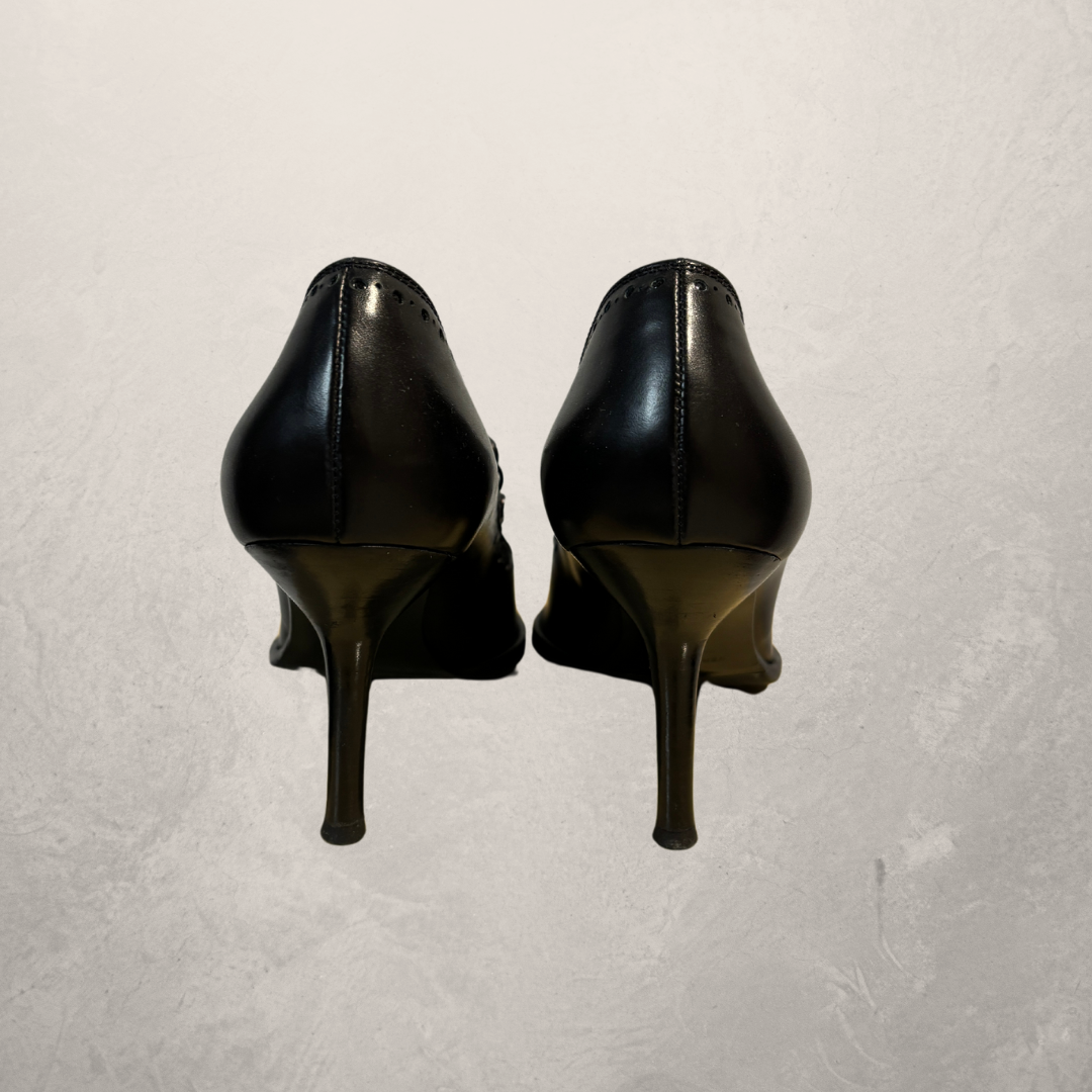 Sergio Rossi veter zwarte hakken 38,5 - Door Velvet Archive