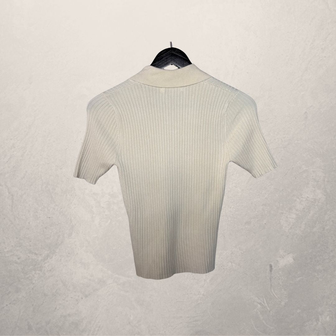 Sporty & Rich beige collar knit baby tee S