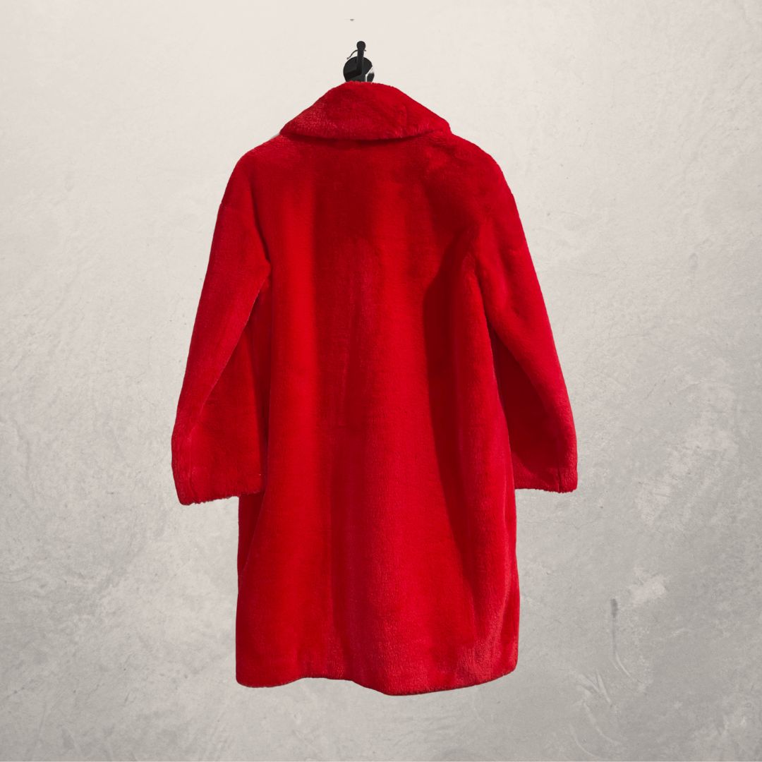 Stand Studio red faux fur coat S