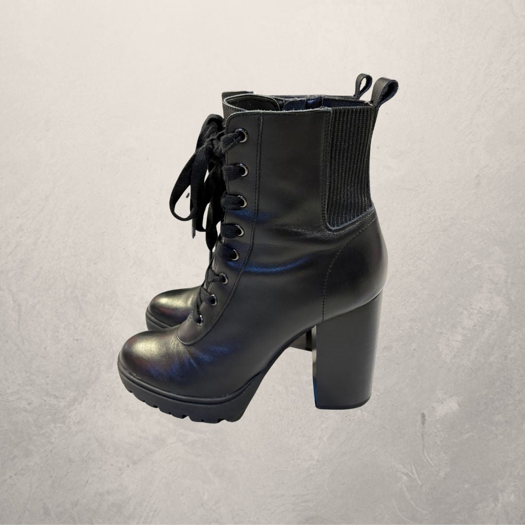 Steve Madden zwarte leren veterschoenen met hak maat 40