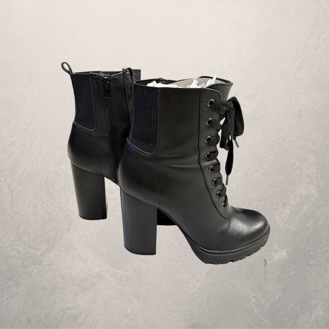 Steve Madden zwarte leren veterschoenen met hak maat 40