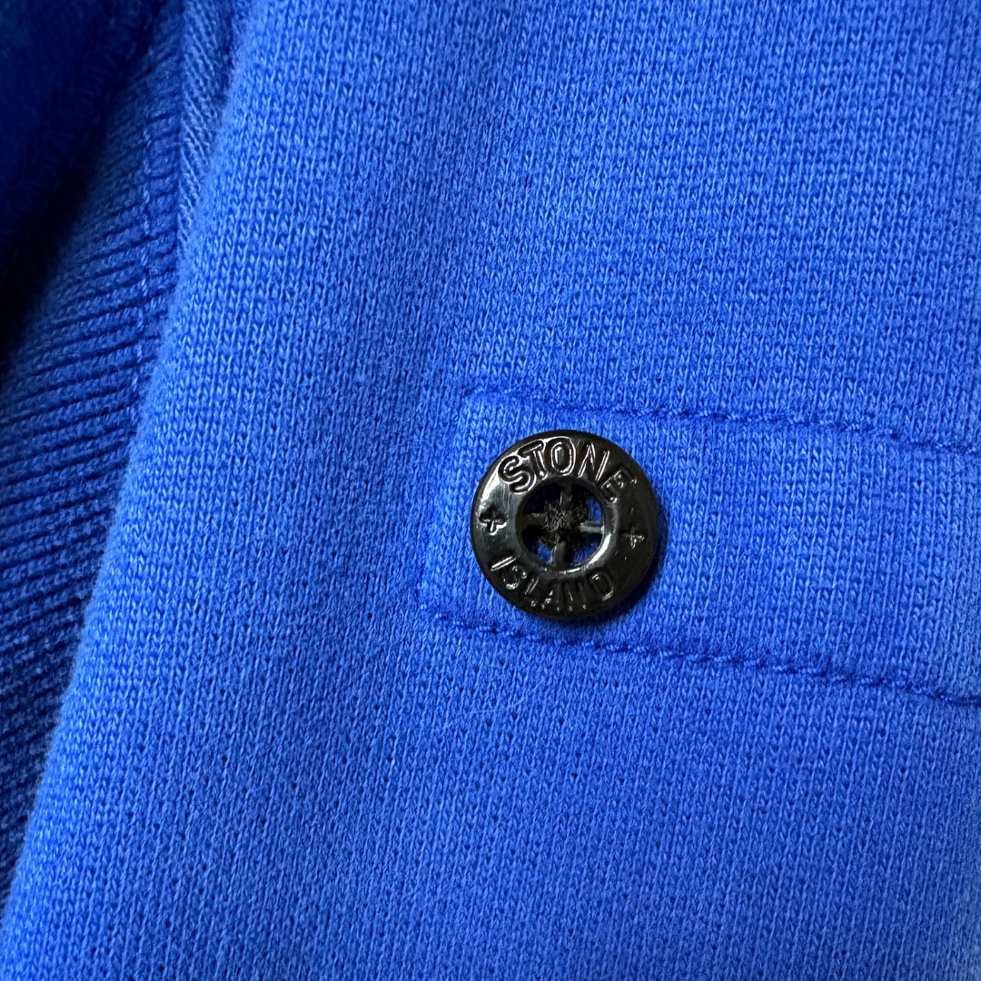 Stone Island blue full-zip 100% cotton hoodie L