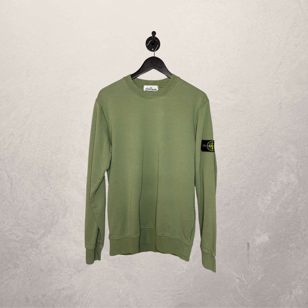 Stone Island green 100% cotton crewneck sweatshirt L