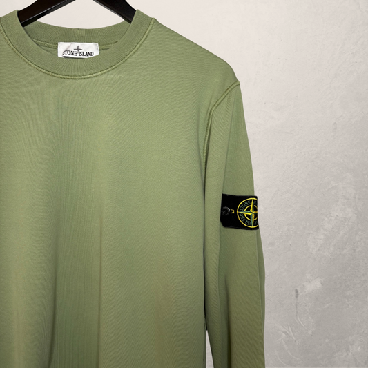 Stone Island groen 100% katoenen sweater met ronde hals L