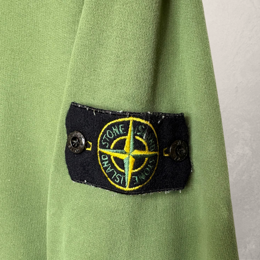 Stone Island musk green 100 % cotton garment-dyed hoodie L