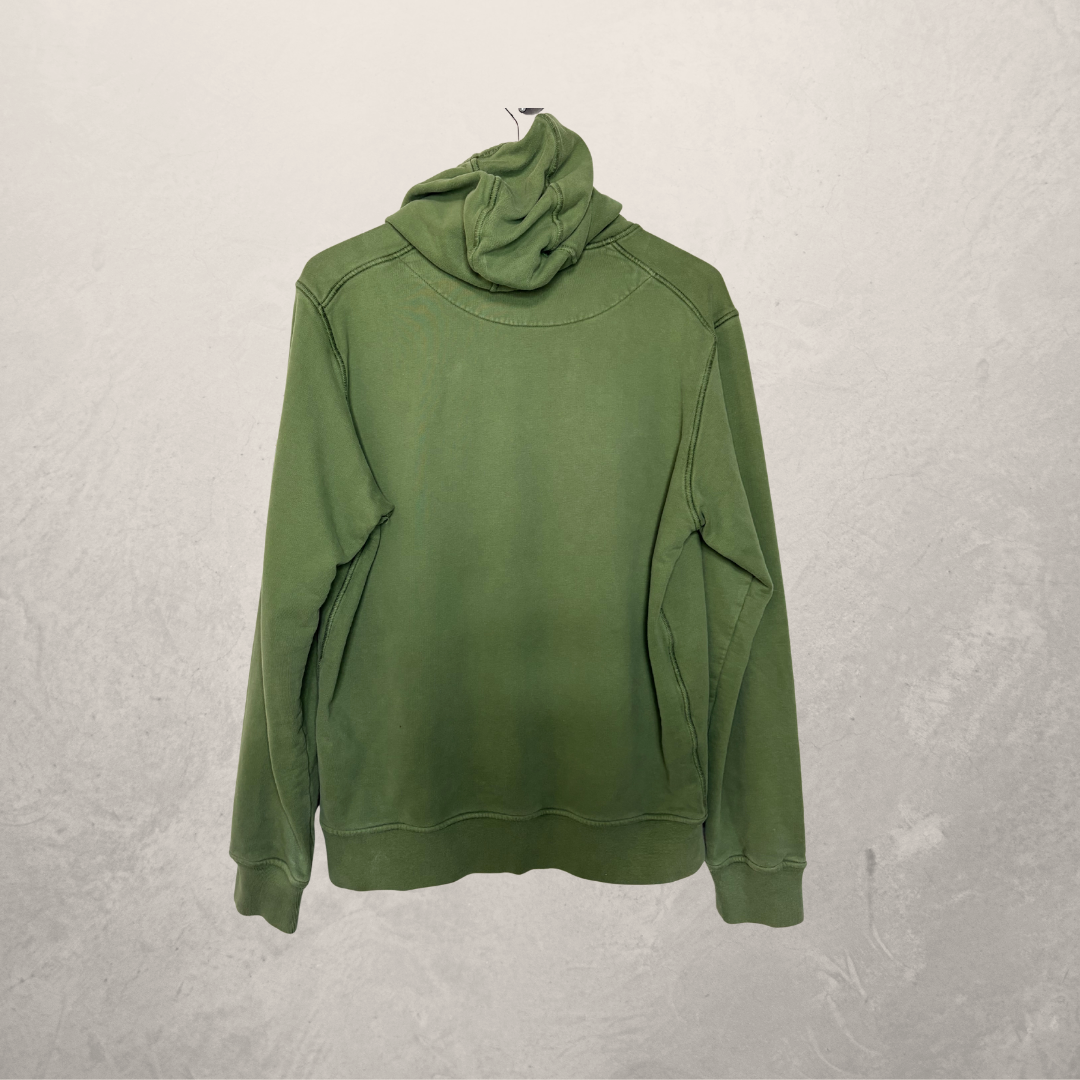 Stone Island musk green 100 % cotton garment-dyed hoodie L