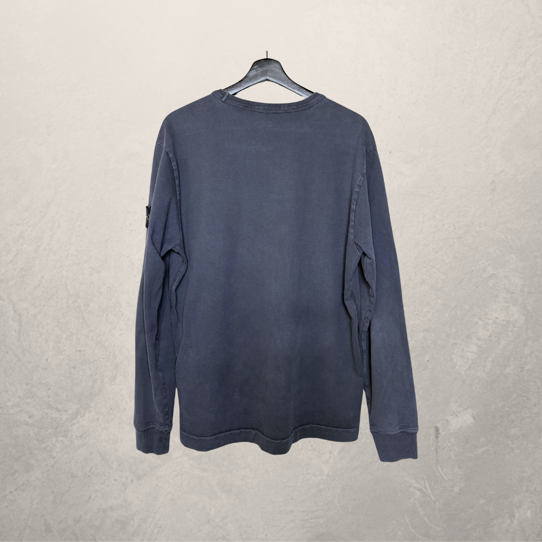 Stone Island navy 100% cotton crewneck LS shirt L