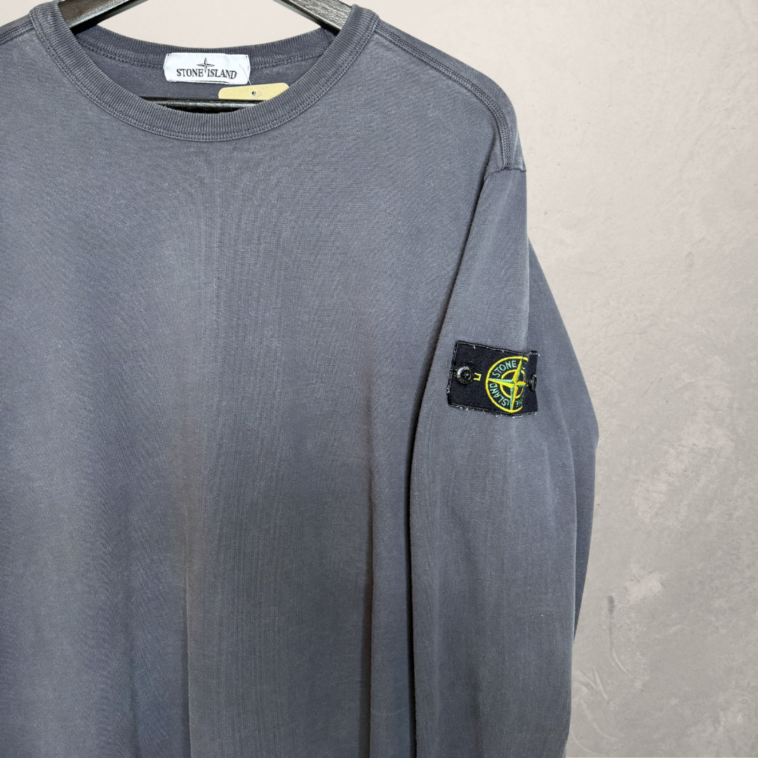 Stone Island navy 100% cotton crewneck LS shirt L