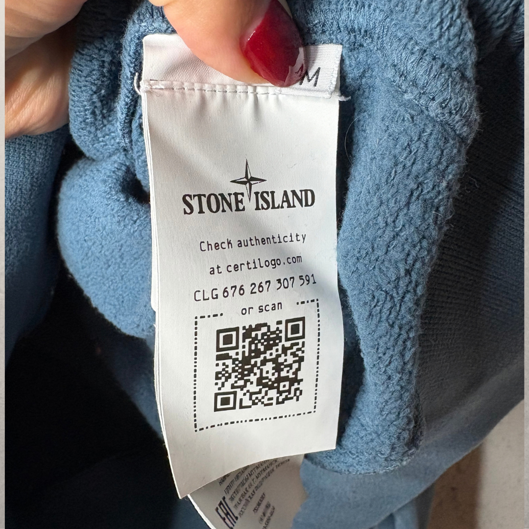 Stone Island ottanio blue 100% cotton micro graphics LS shirt M