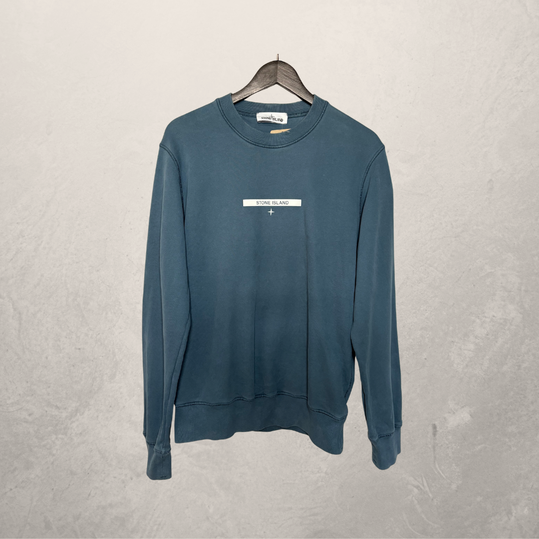 Stone Island ottanio blue 100% cotton micro graphics LS shirt M
