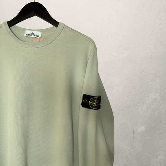 Stone Island saliegroene 100% katoenen crewneck sweater L