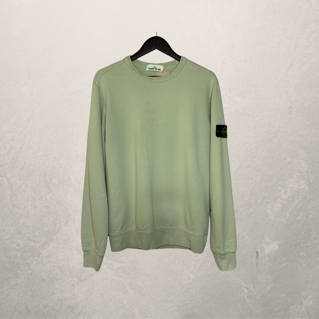 Stone Island sage green 100% cotton crewneck sweatshirt L