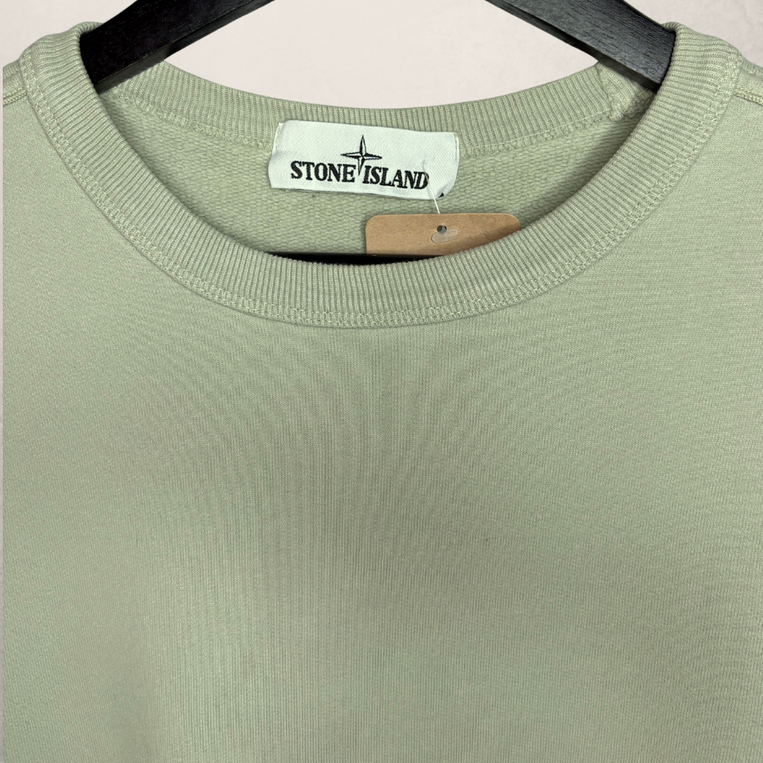 Stone Island sage green 100% cotton crewneck sweatshirt L