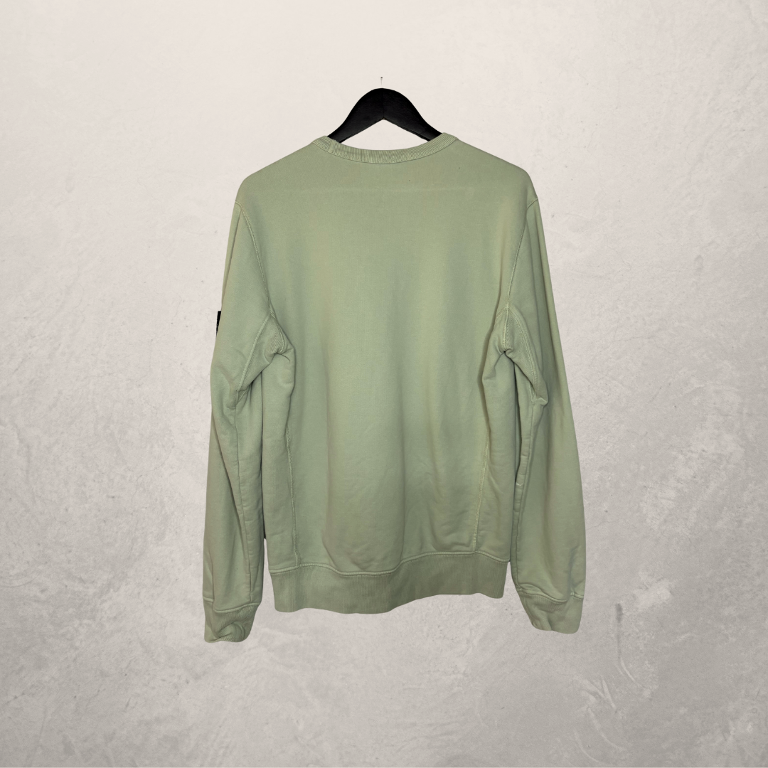 Stone Island sage green 100% cotton crewneck sweatshirt L