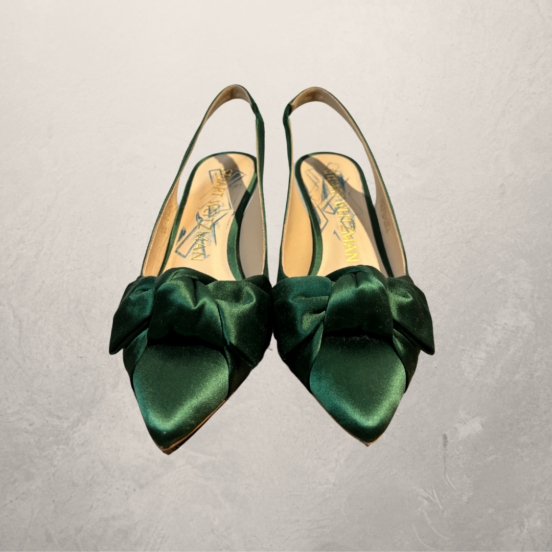 Stuart Weitzman green satin heels 39