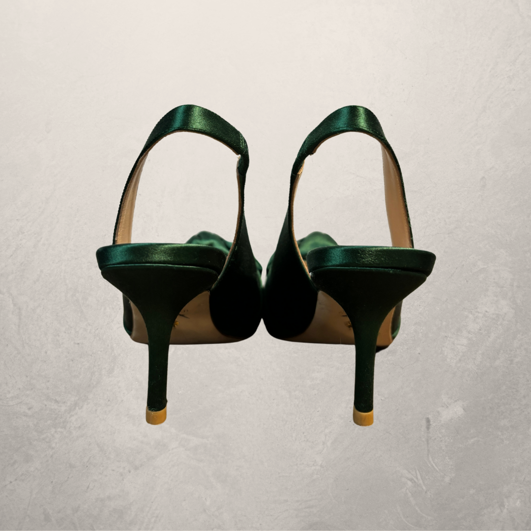 Stuart Weitzman green satin heels 39