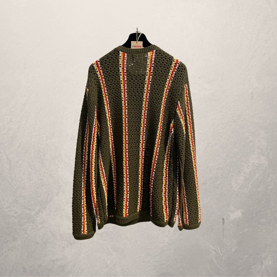 Stussy X Patta groen rood geel gebreide trui XL