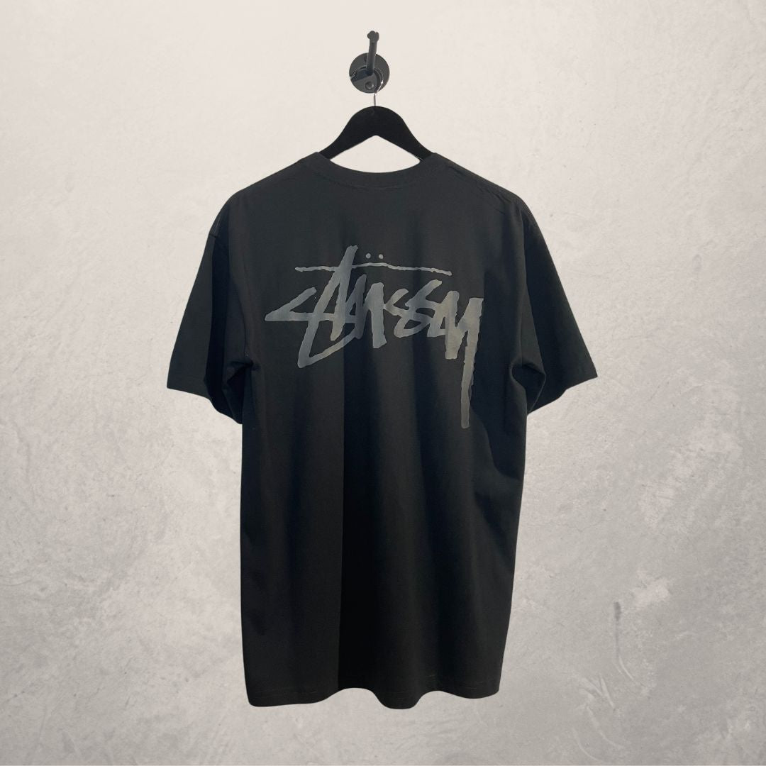 Stussy zwart grafisch gezicht t-shirt L