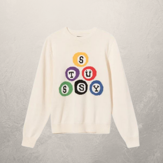 Stussy off white billiards crew neck jumper L/XL