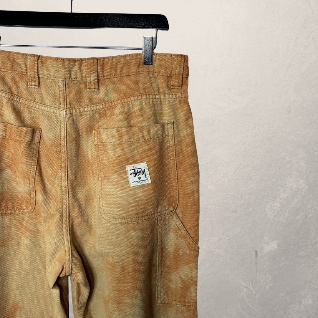 Stussy orange tye dye cotton cargo pants 31