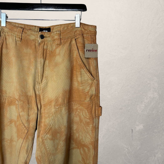 Stussy orange tye dye cotton cargo pants 31