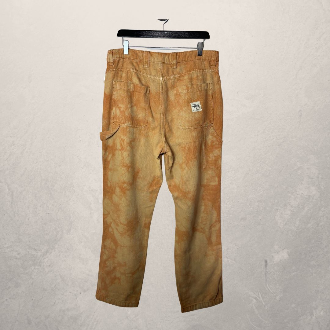 Stussy orange tye dye cotton cargo pants 31