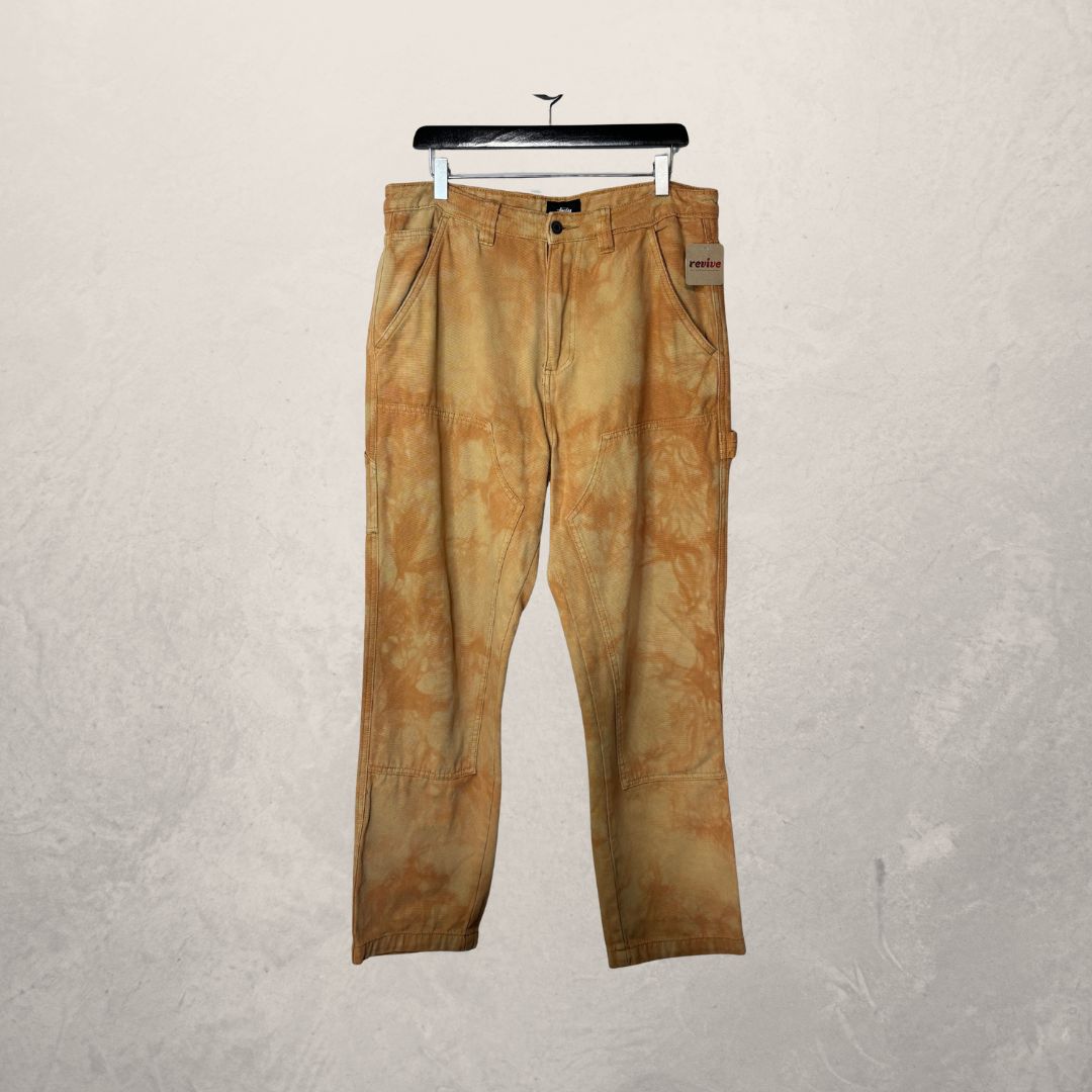 Stussy orange tye dye cotton cargo pants 31