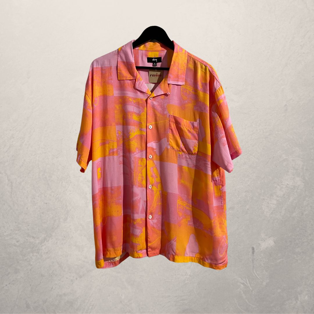 Stussy roze oranje overhemd XL