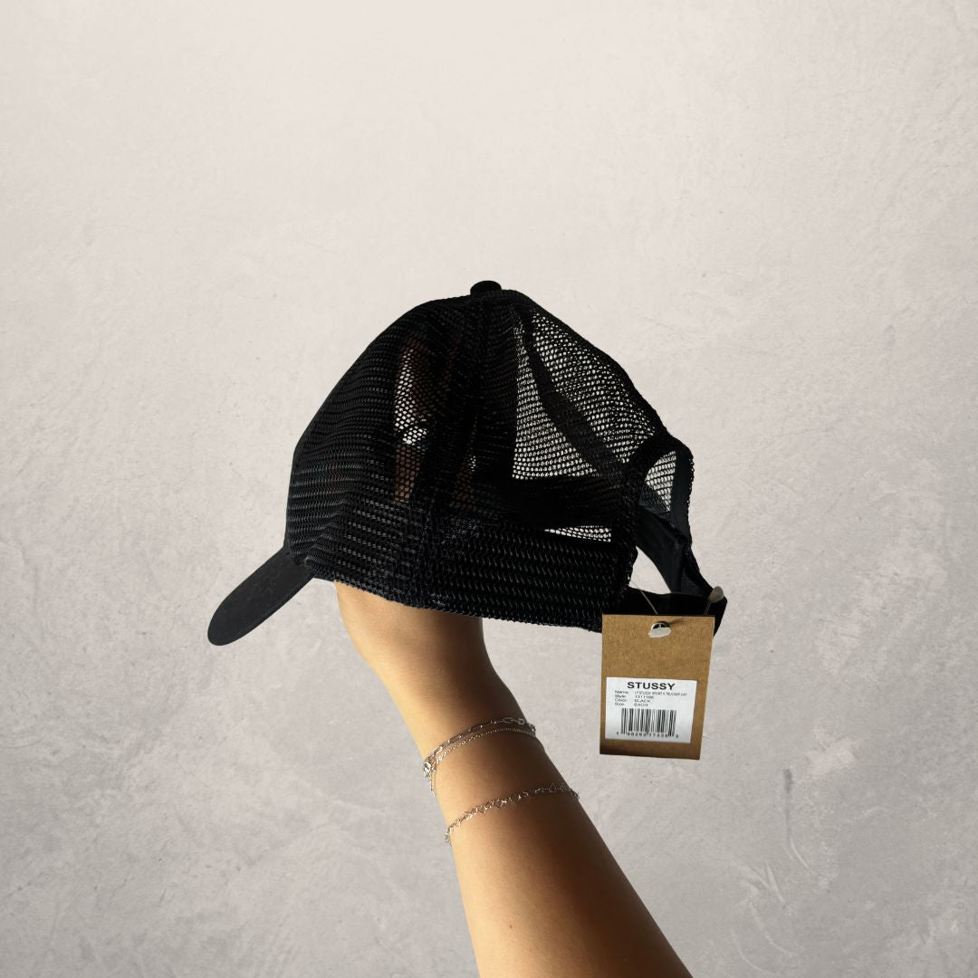 Stüssy sport zwart mesh logopet OS