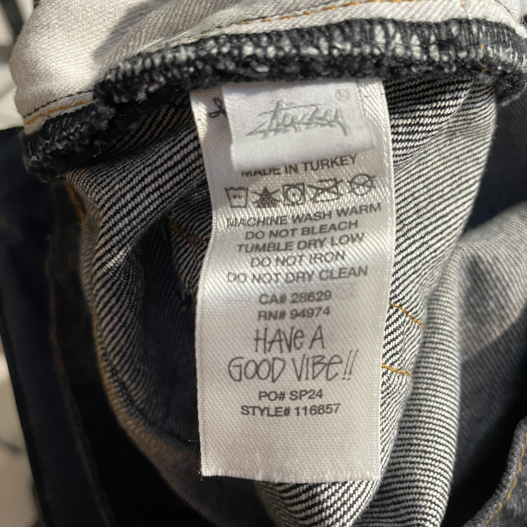 Stussy gewassen zwarte Big'ol jeans city link denim broek 32