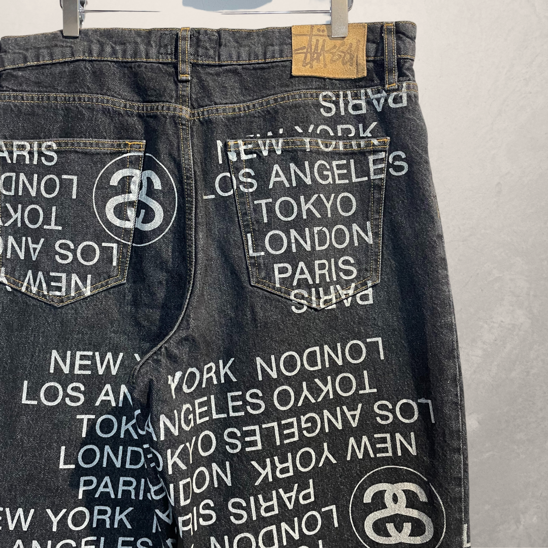 Stussy washed black Big’ol jeans city link denim pants 32