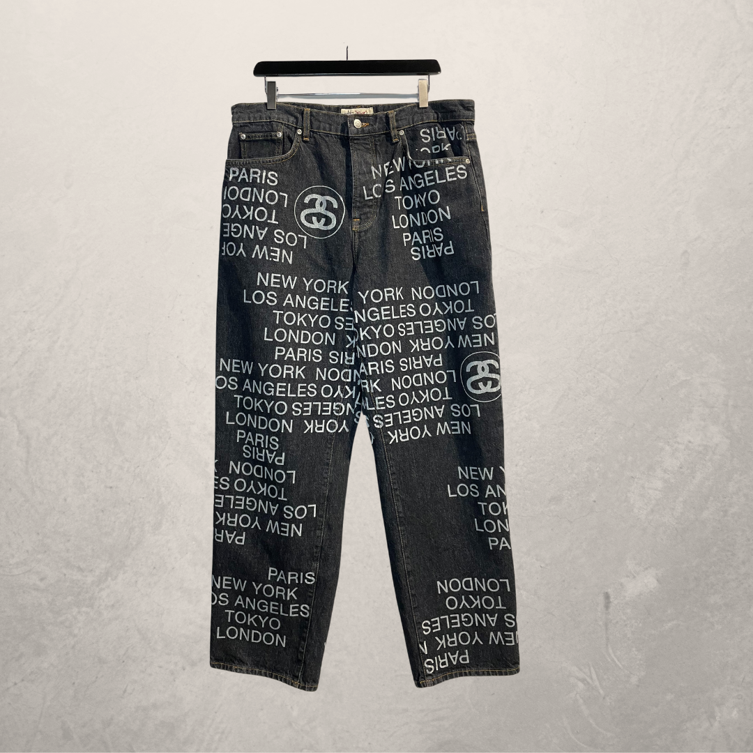 Stussy gewassen zwarte Big'ol jeans city link denim broek 32