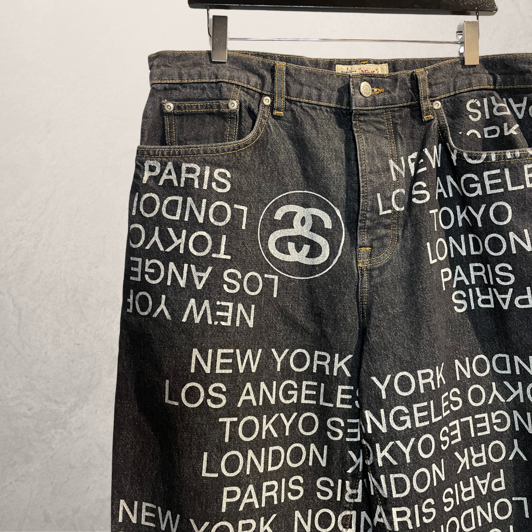 Stussy gewassen zwarte Big'ol jeans city link denim broek 32