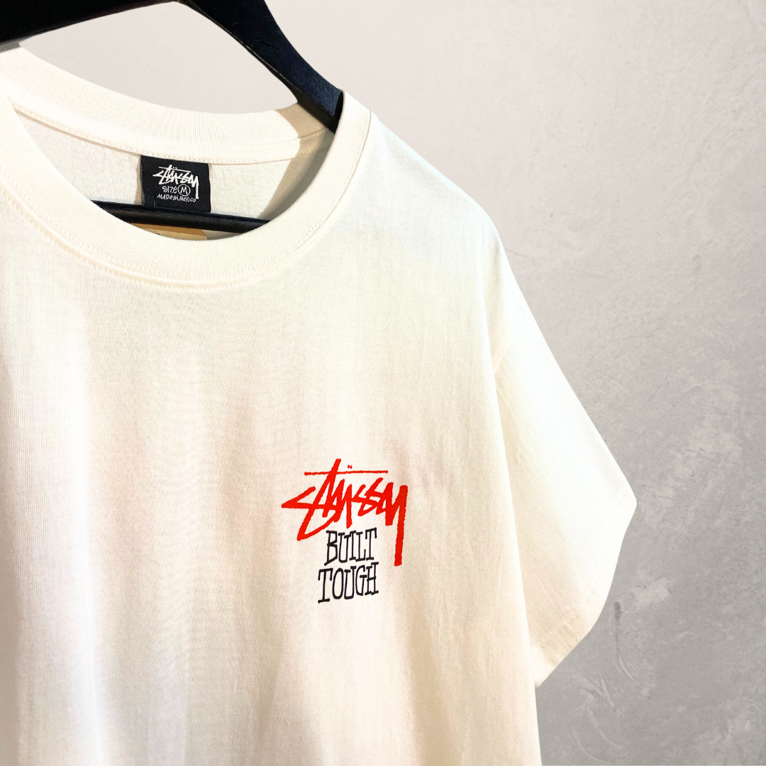 Stussy white built tough graphic t shirt M