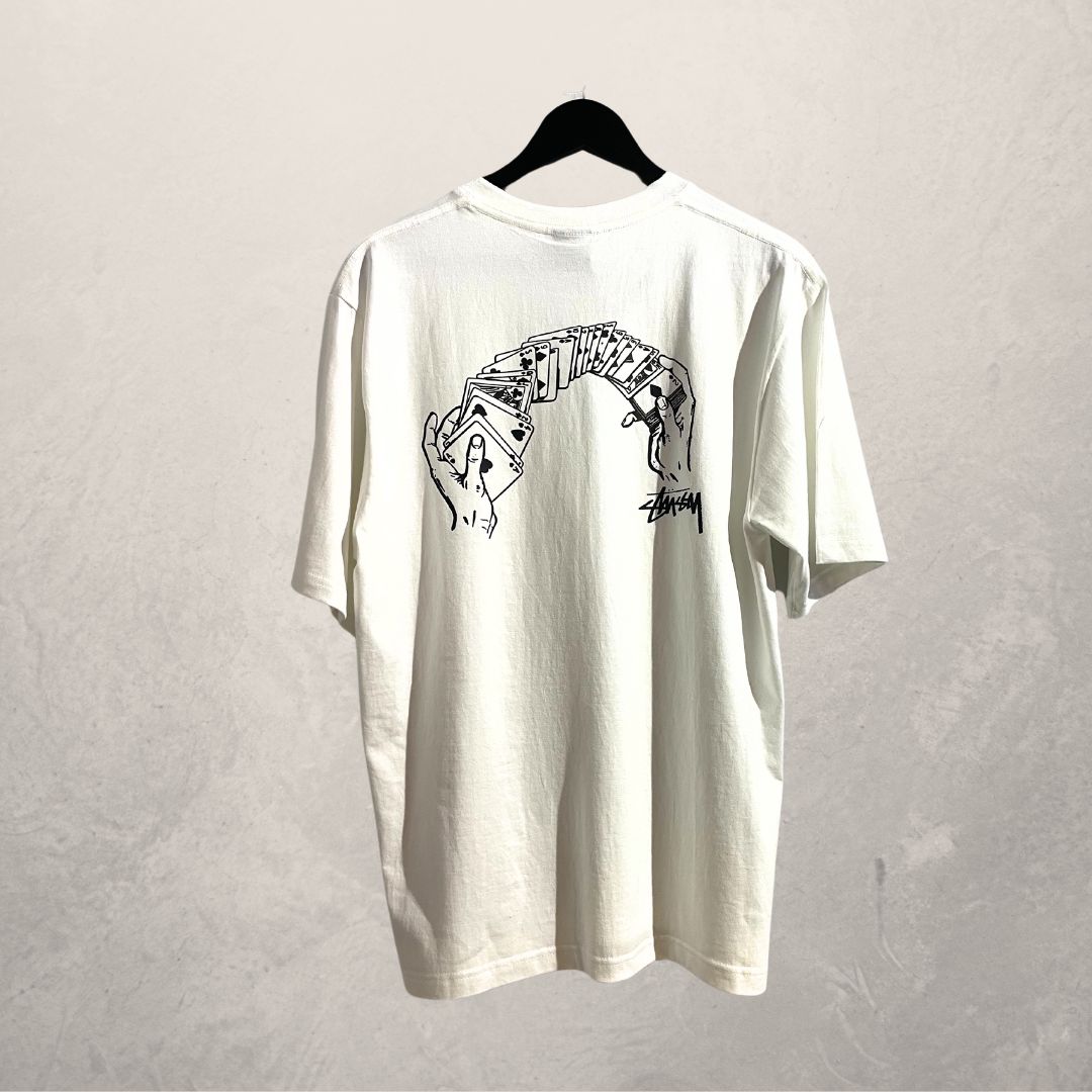 Stussy witte kaart handen t-shirt L