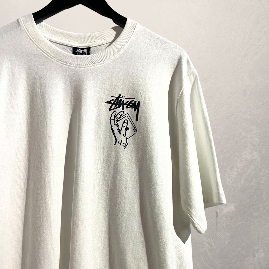 Stussy white card hands t shirt L