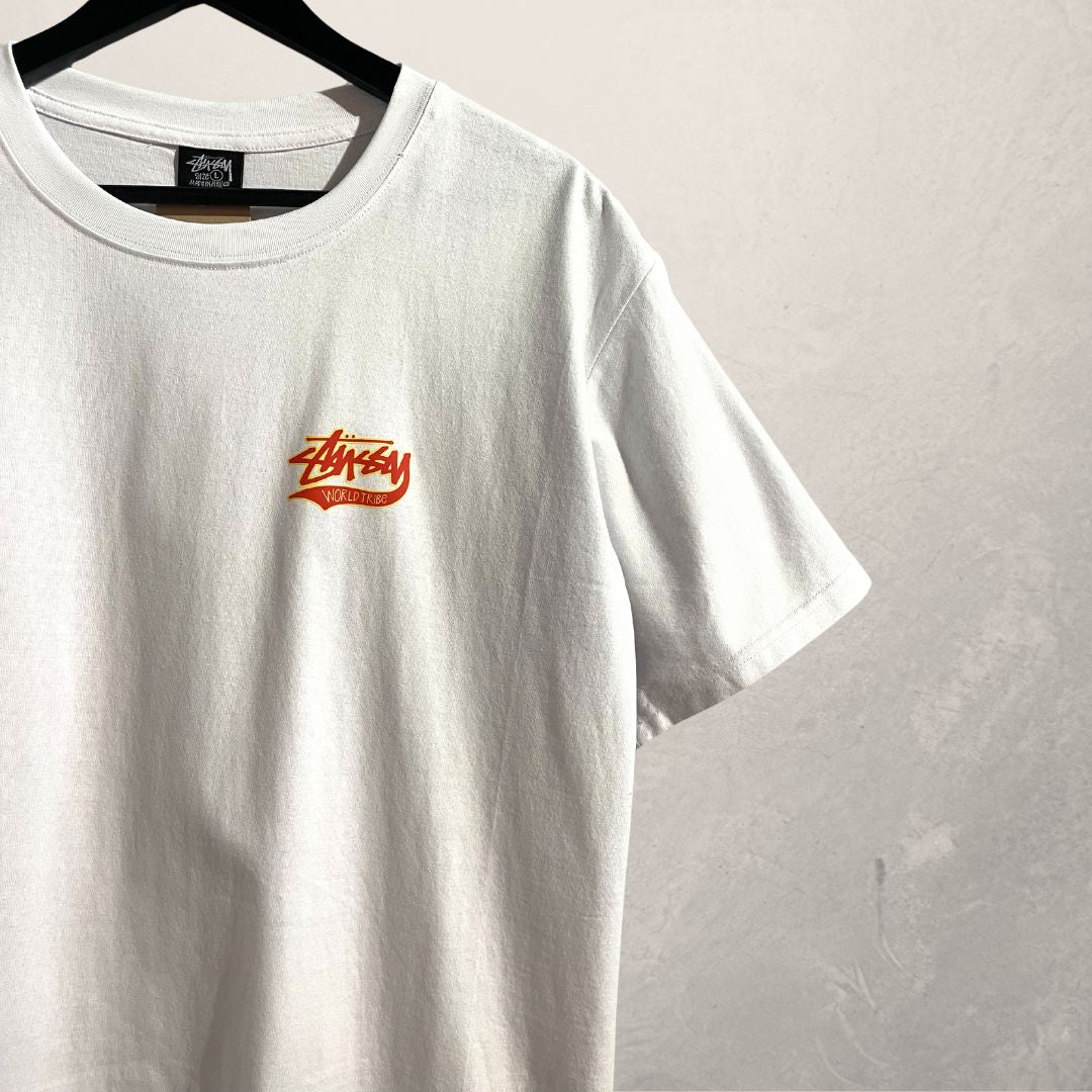 Stussy wit grafisch geel schrijven t-shirt L