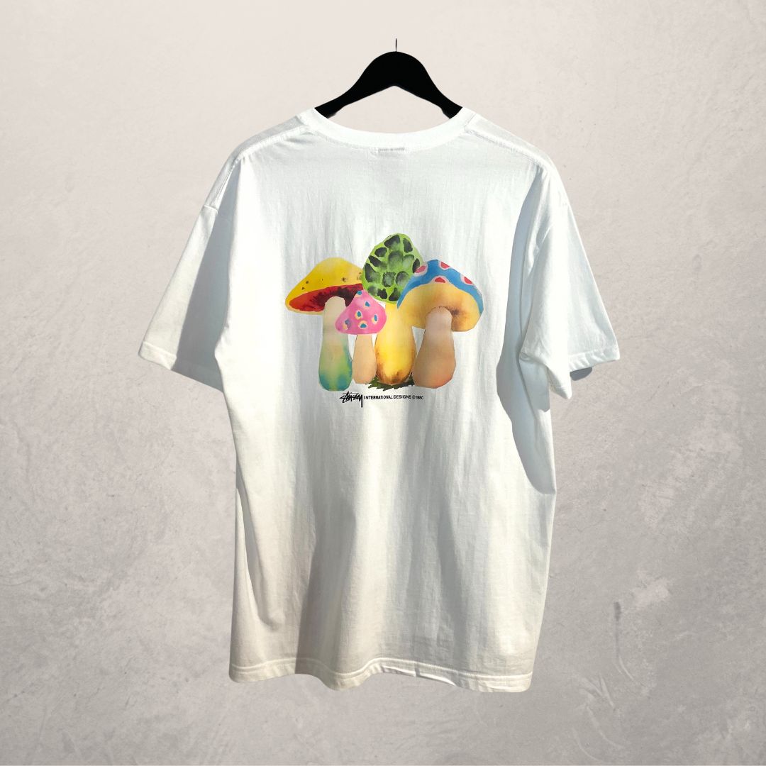 Stussy white mushroom t shirt L