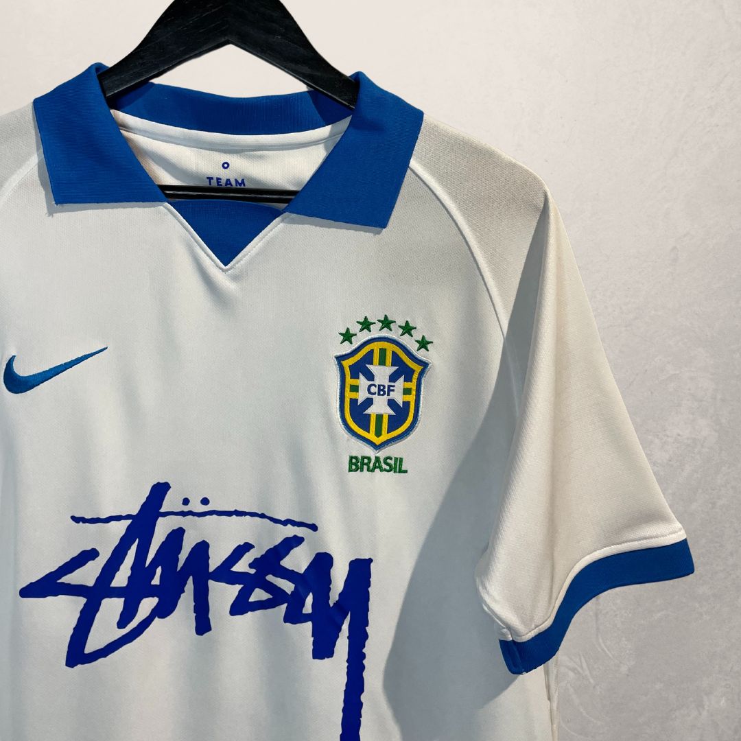 Stussy x Nike x Brazilië wit voetbalshirt Groot