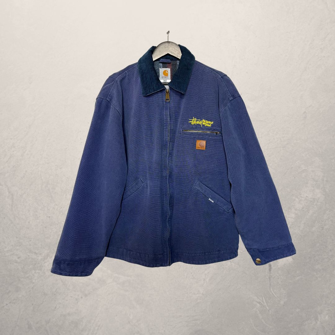 ✨希少 Carhartt×Stussy ネイビー デニムジャケットxl Stussy x Carhartt blue workwear jacket XL – Revive Haarlem