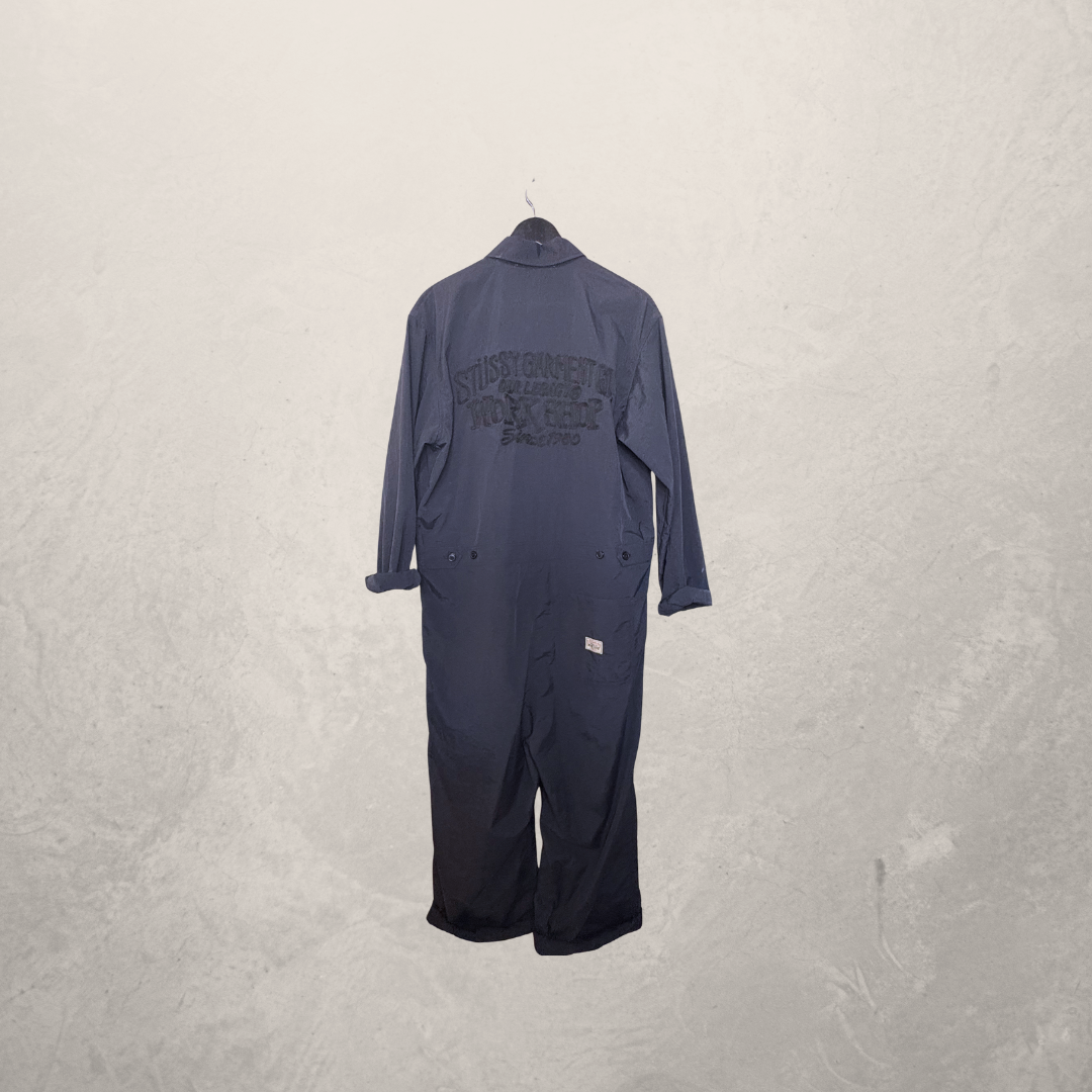 Stussy x Our Legacy marineblauwe nylon boiler suit S