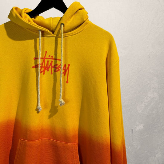 Stussy geel/oranje gradiënt hoodie M