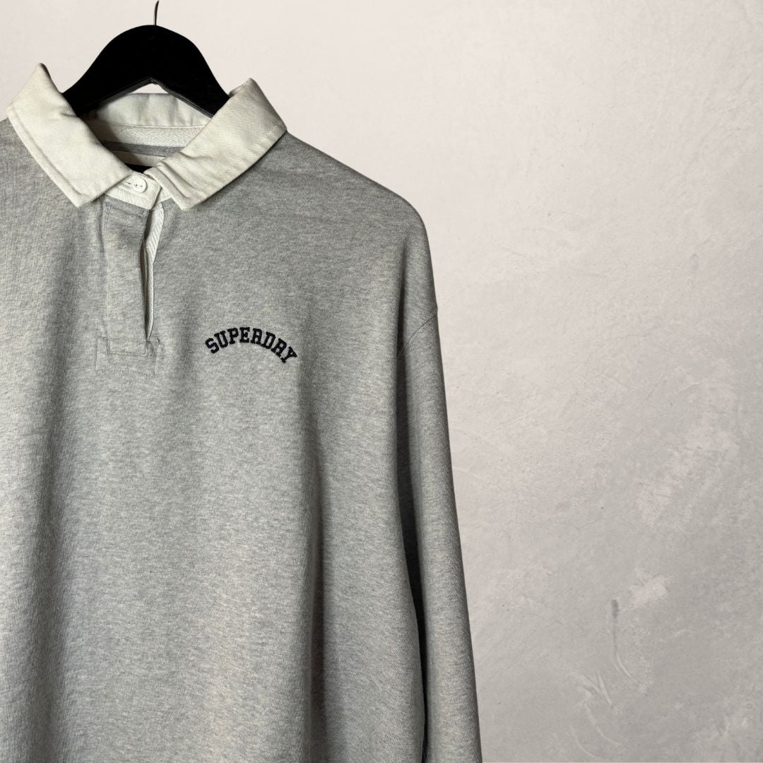 Superdry grey rugby polo M