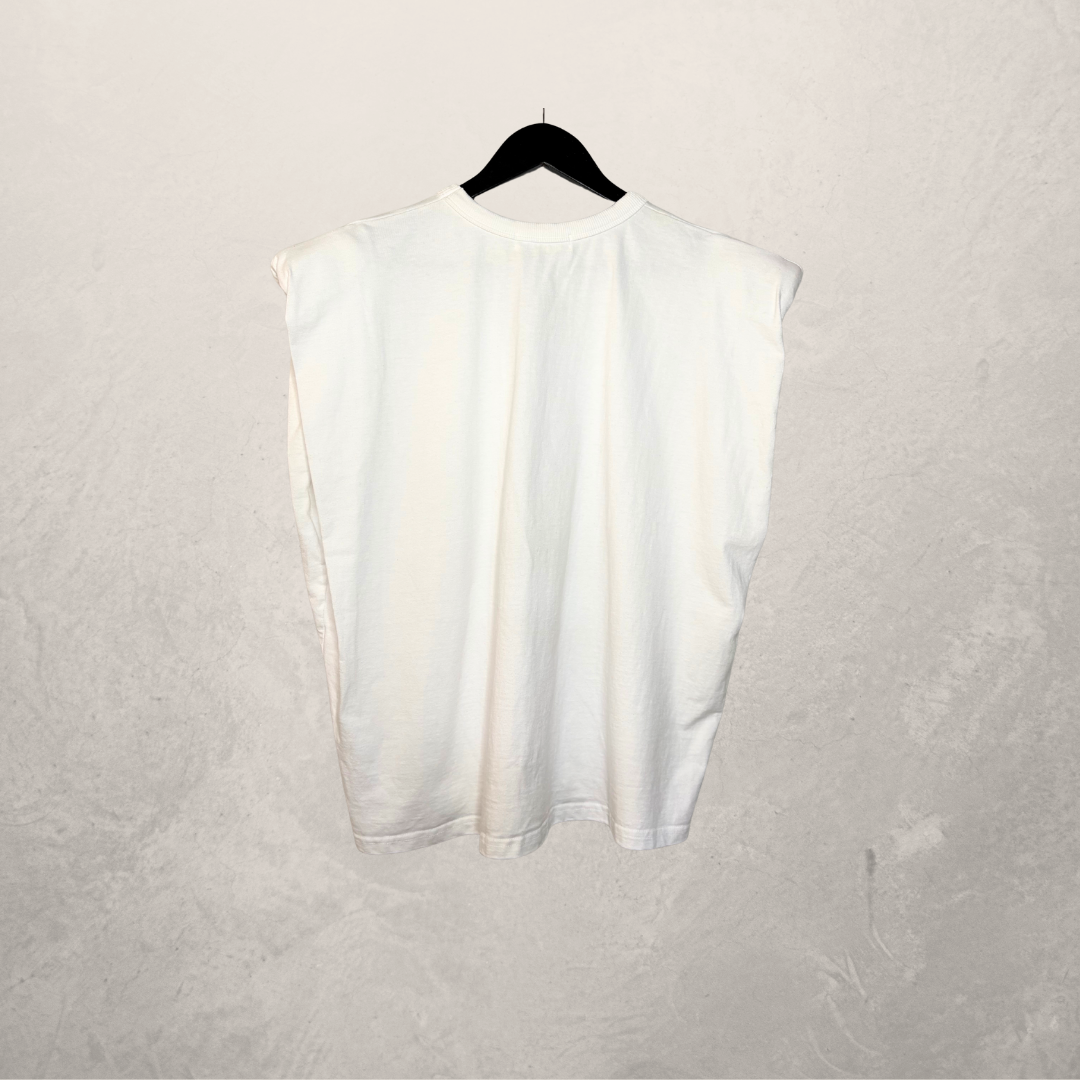 The Frankie Shop wit katoen schoudervulling mouwloze top L