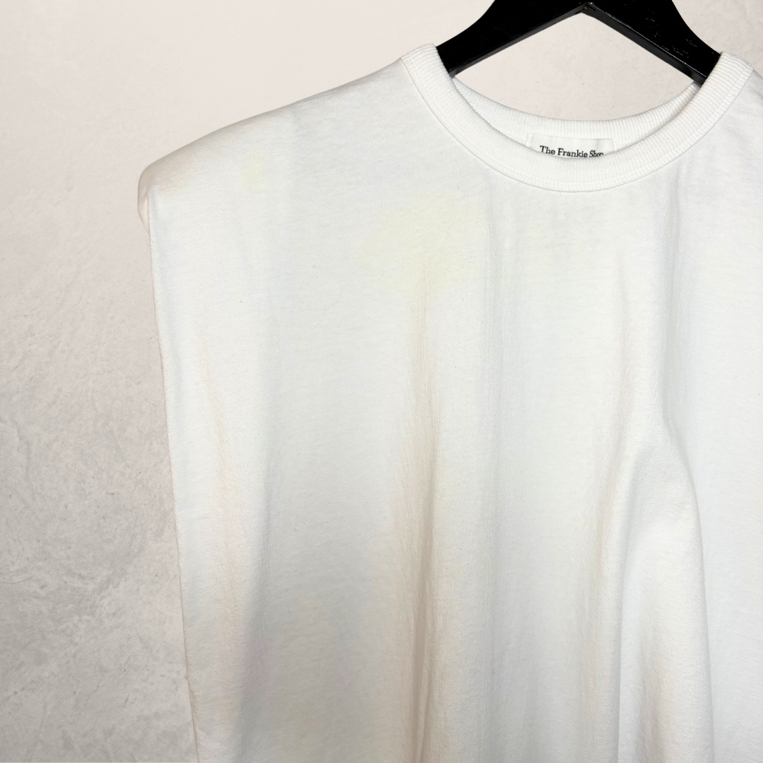 The Frankie Shop wit katoen schoudervulling mouwloze top L
