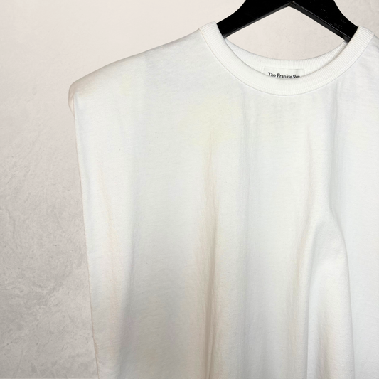 The Frankie Shop white cotton shoulder pad sleevless top L