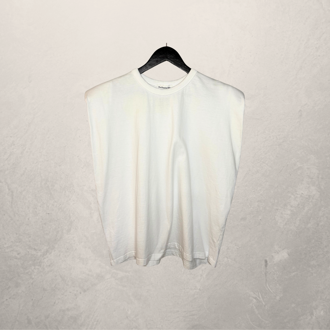 The Frankie Shop wit katoen schoudervulling mouwloze top L