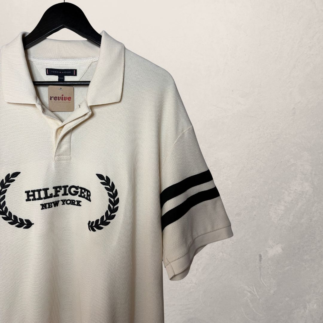 Tommy Hilfiger creme knitted polo XL