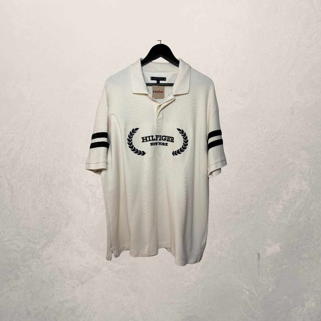 Tommy Hilfiger creme knitted polo XL