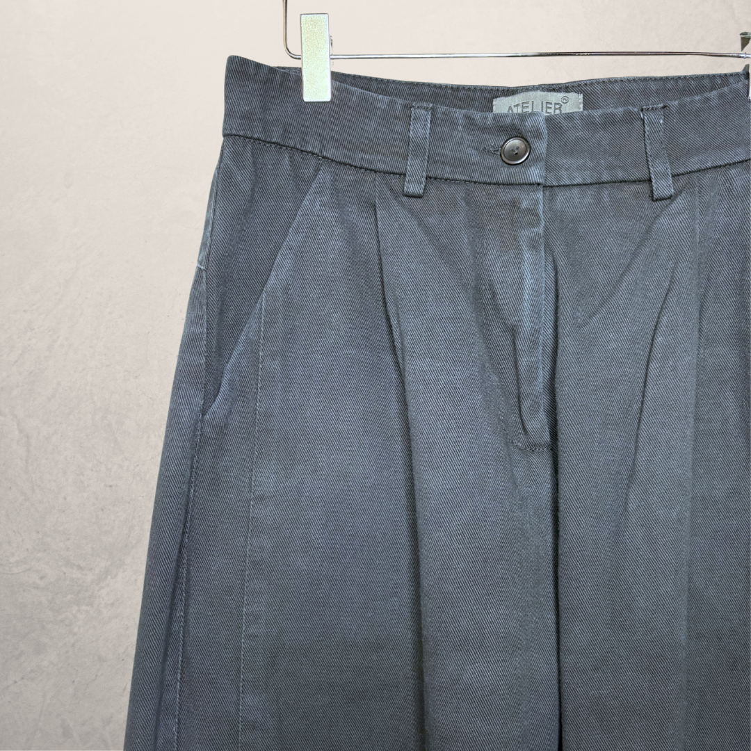 Tony Cohen marineblauwe katoenen broek met hoge taille 34